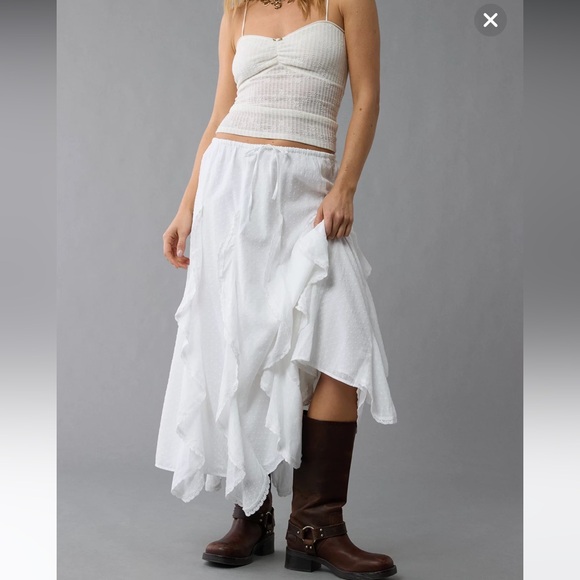 NWT AE High-Waisted Cascade Ruffle Maxi Skirt - Picture 5 of 8